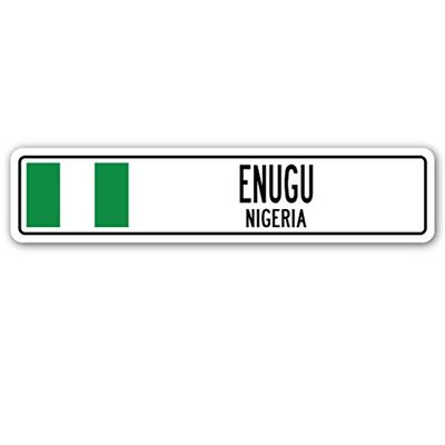 ENUGU, Nigeria Street Sign Nigerian Flag City Country Road Wall Gift