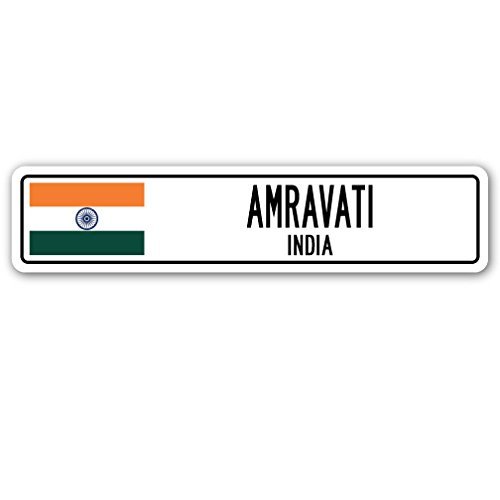 AMRAVATI, India Street Sign Indian Flag City Country Road Wall Gift