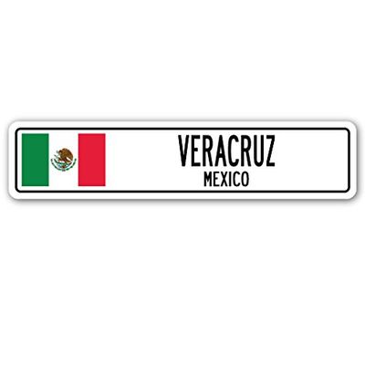 Veracruz, Mexico Street Sign Mexican Flag City Country Road Wall Gift