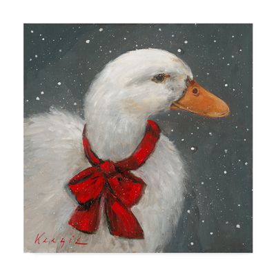 Goose Red Xmas Bow by Mary Miller Veazie, 18x18-Inch
