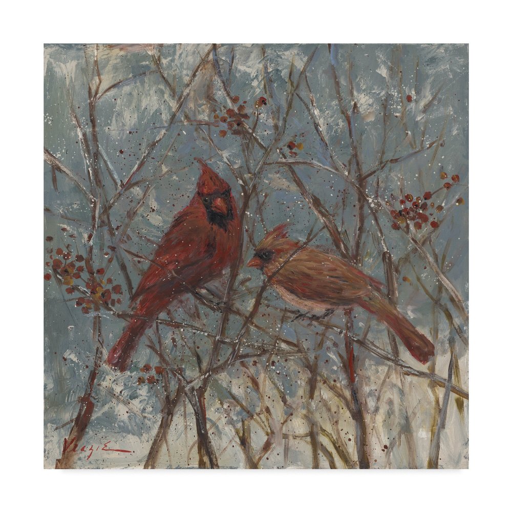 Mr And Mrs Cardinal by Mary Miller Veazie, 18x18-Inch