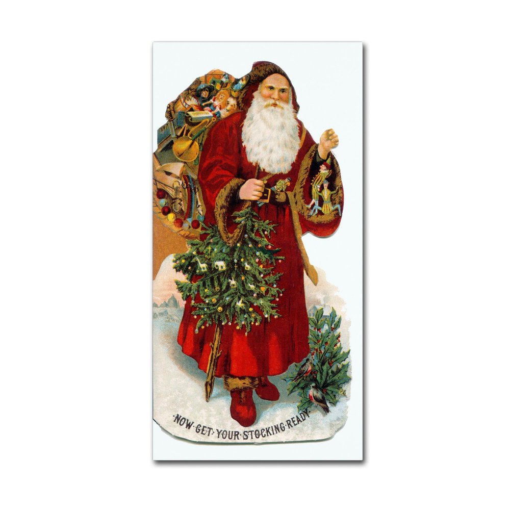 Christmas Stocking Santa by Vintage Apple Collection, 12x24-Inch