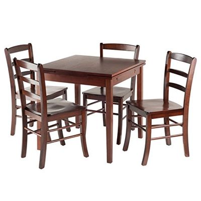 Ergode Wood Perrone High Table Set | Expandable Dining Solution | 2 Stools | Walnut Finish | Space-Saving | 160lbs Weight Limit (94535-VV)