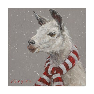 Llama With Red And White Scarf by Mary Miller Veazie, 18x18-Inch
