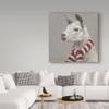 Llama With Red And White Scarf by Mary Miller Veazie, 18x18-Inch view 3