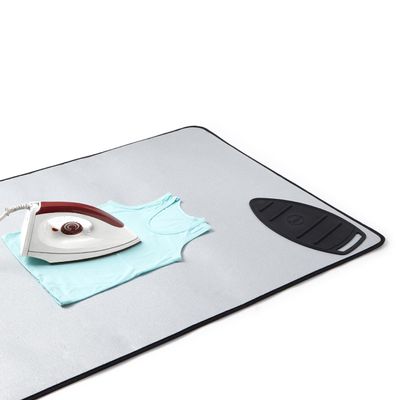 Encasa XO Ironing Mat/Pad - Metallic Silver (Large 48"x28") with 5mm Foam Padding & Silicone Iron Rest for Steam Pressing on Tabletop or Bed - Heat Reflective, Portable, Quilting