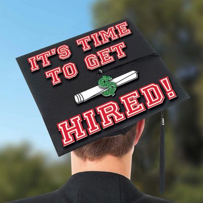 Amscan It's Time to Get Hired Graduation Cap Decoration Kit, One Size, Red