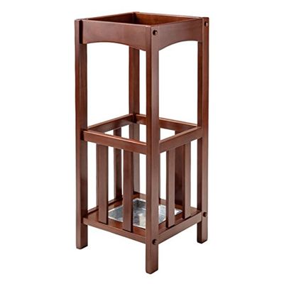 Ergode Rex Umbrella Stand - Classic Design, Steel Drip-Pan, Solid Wood, Walnut Finish - Organize Effortlessly