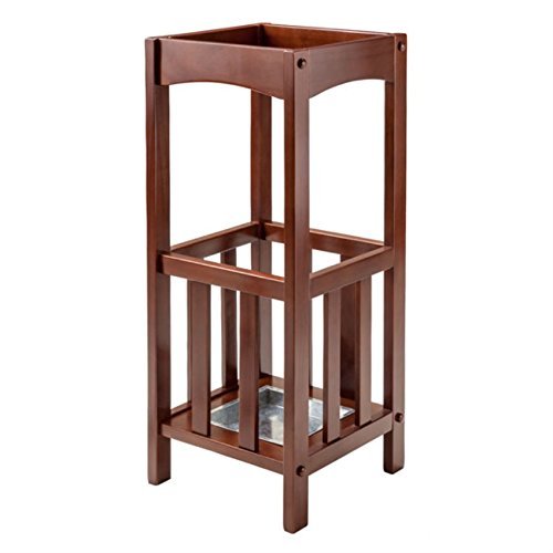 Ergode Rex Umbrella Stand - Classic Design, Steel Drip-Pan, Solid Wood, Walnut Finish - Organize Effortlessly