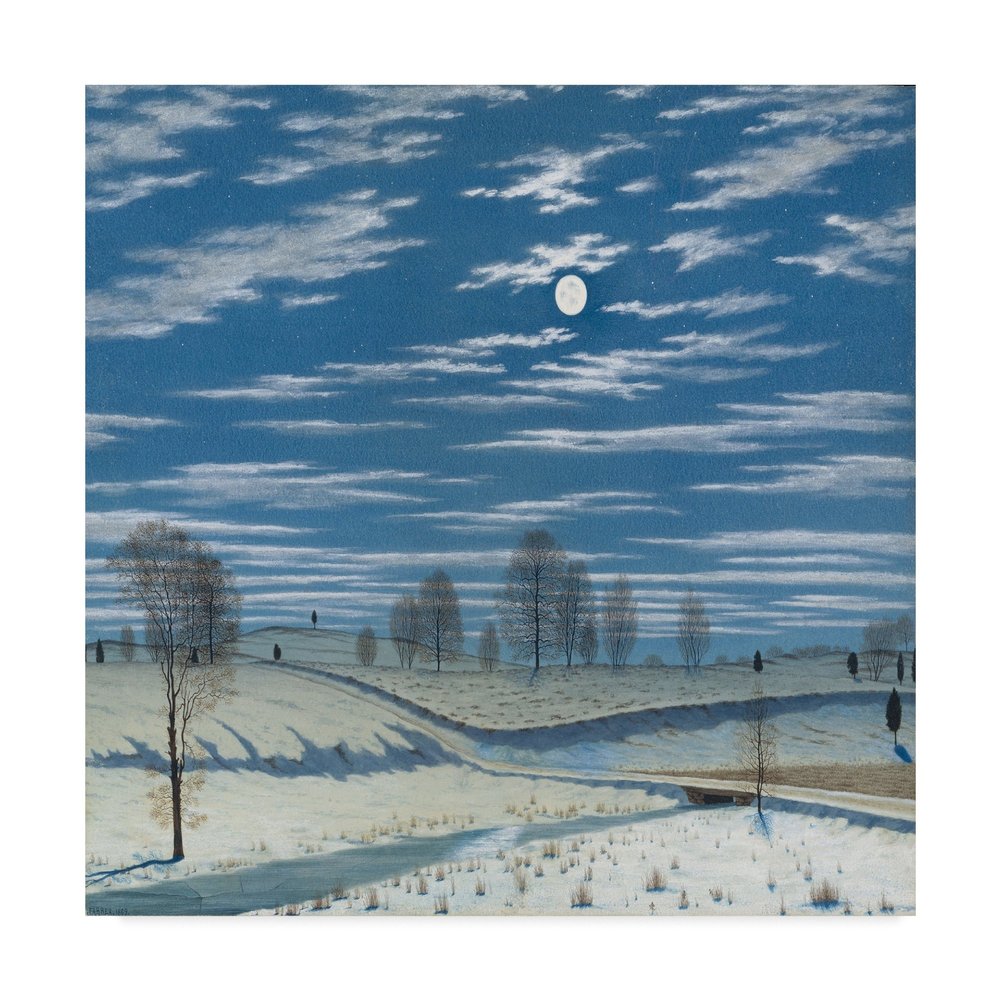 Winter Scene in Moonlight 1869 by Henry Farrer, 18x18-Inch