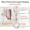 BAOYOUNI Single Rod Clothes Coat Rack on Wheels Metal Rolling Clothing Hats Purses Display Hanger Hooks Garment Storage Stand Holder Organizer, Height and Width Adjustable (Ivory) view 3
