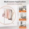 BAOYOUNI Single Rod Clothes Coat Rack on Wheels Metal Rolling Clothing Hats Purses Display Hanger Hooks Garment Storage Stand Holder Organizer, Height and Width Adjustable (Ivory) view 4