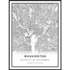 Washington map poster print | Modern black and white wall art | Scandinavian home decor | District of Columbia City prints artwork | Fine art posters 20x30 view 1