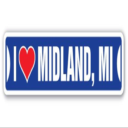 I Love Midland, Michigan Street Sign mi City State us Wall Road dcor Gift