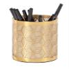 Deco 79 Metal Geometric Pencil Cup with Laser Carved Design, 4" x 4" x 4", Gold view 1