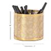 Deco 79 Metal Geometric Pencil Cup with Laser Carved Design, 4" x 4" x 4", Gold view 3