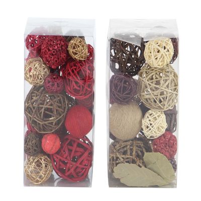 Deco 79 Dried Plant Handmade Orbs & Vase Filler with Varying Designs, Set of 2 6"W, 12"H, Multi Colored