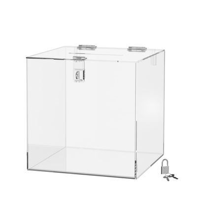 8 Inch Locking Ballot Box Clear Acrylic Square Cube Top Locking See Through Countertop Contests Entry or Donation Collection Bin by Marketing Holders