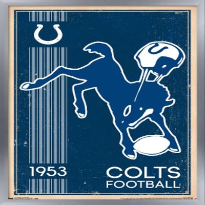 Trends International NFL Indianapolis Colts - Retro Logo 14 Wall Poster, 22.375" x 34", Silver Framed Version