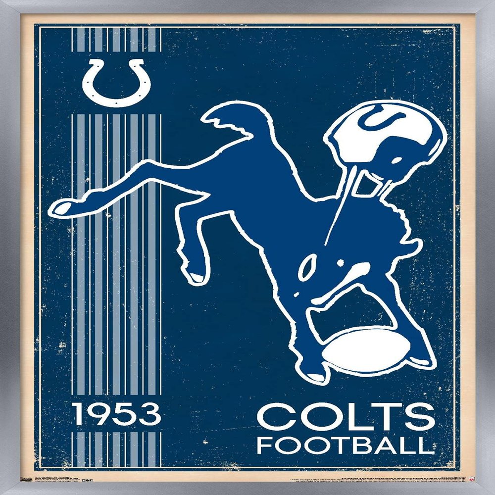 Trends International NFL Indianapolis Colts - Retro Logo 14 Wall Poster, 22.375" x 34", Silver Framed Version