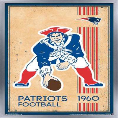 Trends International NFL New England Patriots - Retro Logo 14 Wall Poster, 22.375" x 34", Silver Framed Version