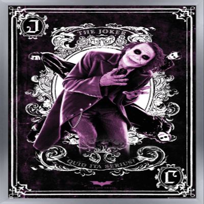 Trends International DC Comics Movie - The Dark Knight - The Joker Playing Card Wall Poster, 22.375" x 34", Silver Framed Version