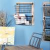 Deco 79 Metal Rectangle Magazine Rack Holder with Suspended Baskets, 14" x 4" x 22", Black, 22"H view 1