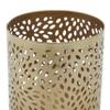 Deco 79 Metal Cylinder Pencil Cup with Laser Carved Floral Design, 4" x 4" x 4", Gold view 2