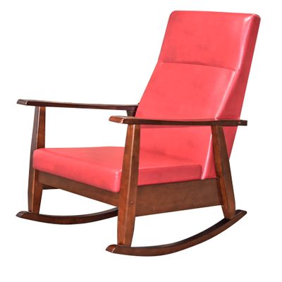 Major-Q Cherry Pink PU Cushion Rocking Chair (SH701068)
