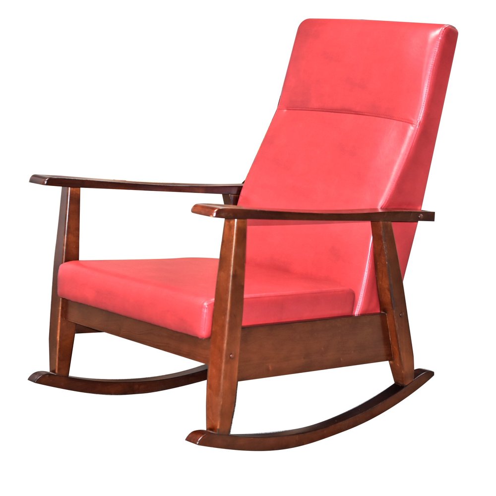 Major-Q Cherry Pink PU Cushion Rocking Chair (SH701068)