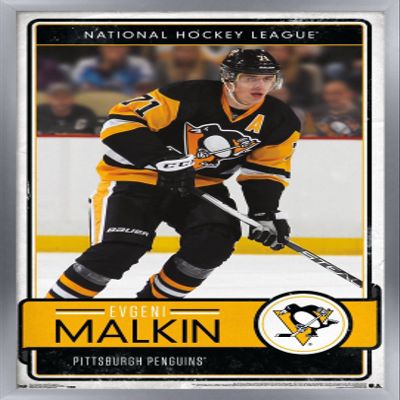 Trends International NHL Pittsburgh Penguins - Evgeni Malkin 16 Wall Poster, 22.375" x 34", Silver Framed Version