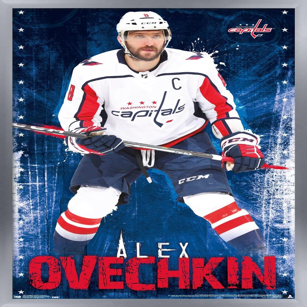NHL Washington Capitals - Alex Ovechkin 17 Wall Poster, 34L" x 22.4W", Silver Framed Version