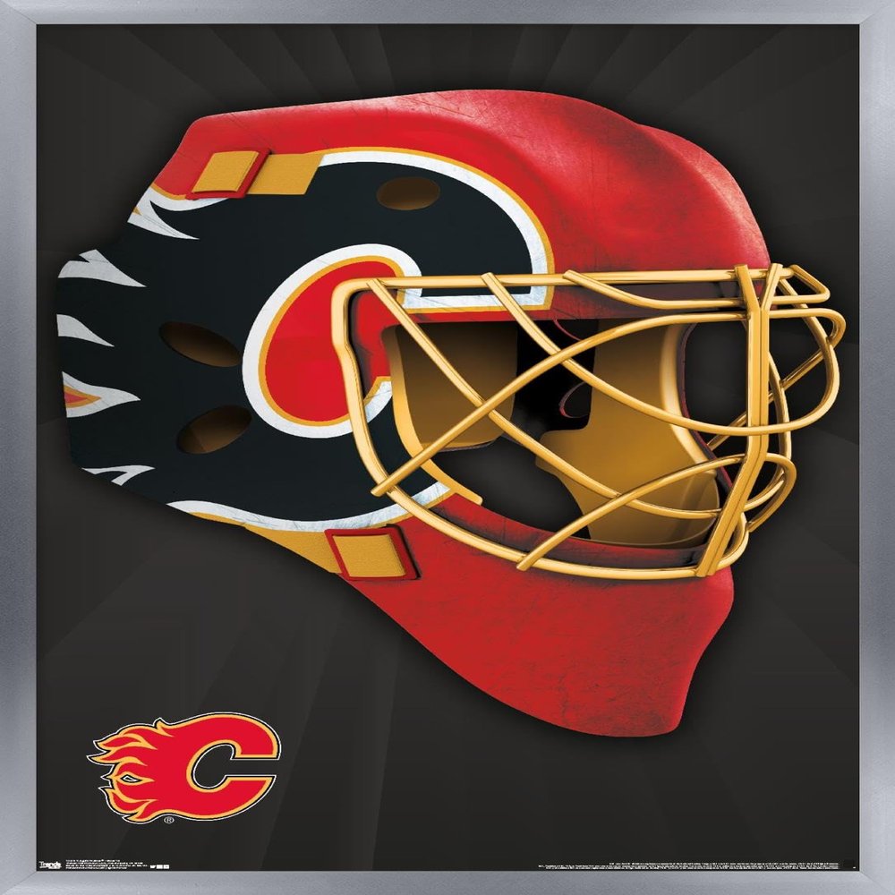 Trends International NHL Calgary Flames - Mask 16 Wall Poster, 22.375" x 34", Silver Framed Version