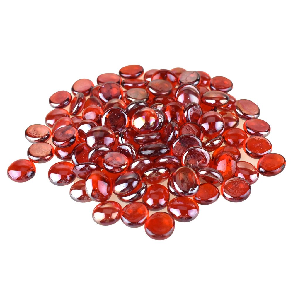 Homeford Flat Glass Marble Gems, 15-Ounce, 80-Count - Red