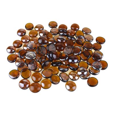 Homeford Flat Glass Marble Gems, 15-Ounce, 80-Count - Amber