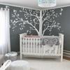 Large Tree Decal Huge White Corner Tree Wall Decals with Leaves and Birds, Wall Art Mural Tattoo 086 view 2