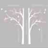 Large Tree Decal Huge White Corner Tree Wall Decals with Leaves and Birds, Wall Art Mural Tattoo 086 view 3