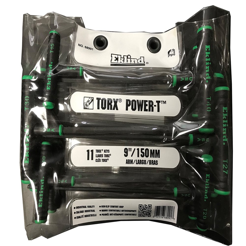 EKLIND 68991 Power-T Handle TORX star Key - 11pc set T6-T50 (9In shaft)