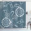 Ambesonne Grey Blue Shower Curtain, Abstract Blossoming Petals with Abstract Swirls Romantic Flowers, Cloth Fabric Bathroom Decor Set with Hooks, 69" W x 75" L, Slate Blue White view 1