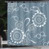 Ambesonne Grey Blue Shower Curtain, Abstract Blossoming Petals with Abstract Swirls Romantic Flowers, Cloth Fabric Bathroom Decor Set with Hooks, 69" W x 75" L, Slate Blue White view 3