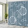 Ambesonne Grey Blue Shower Curtain, Abstract Blossoming Petals with Abstract Swirls Romantic Flowers, Cloth Fabric Bathroom Decor Set with Hooks, 69" W x 75" L, Slate Blue White view 4