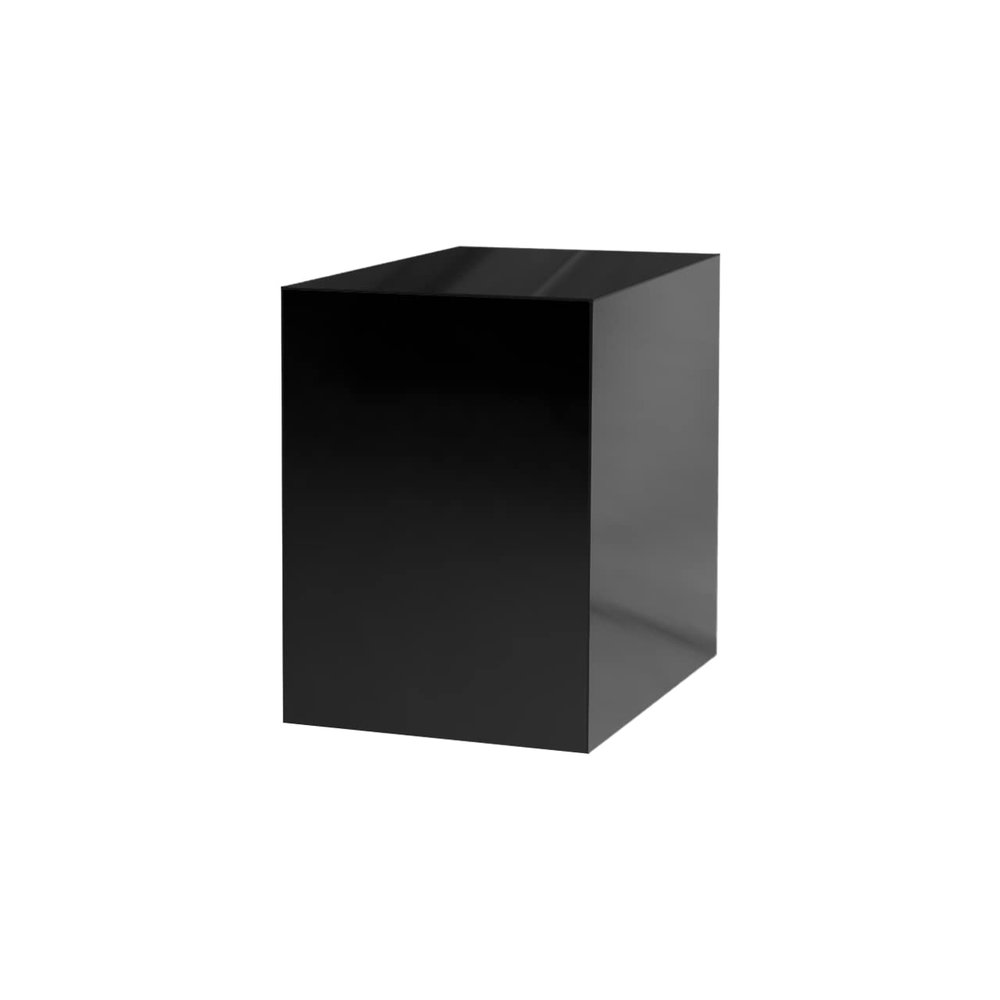 Acrylic Display Riser Box with One Open Side No Lid 12" x 12" x 19" Versatile Black Glossy Square Lucite Retail Product Platform or Merchandise Storage Bin No Assembly by Marketing Holders
