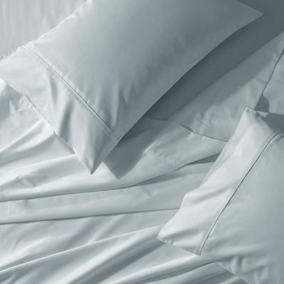Abripedic 22 Inch Deep Pocket Solid Sea California King 300TC Sheet Set, Breathable Crispy Soft Percale Bed Sheets