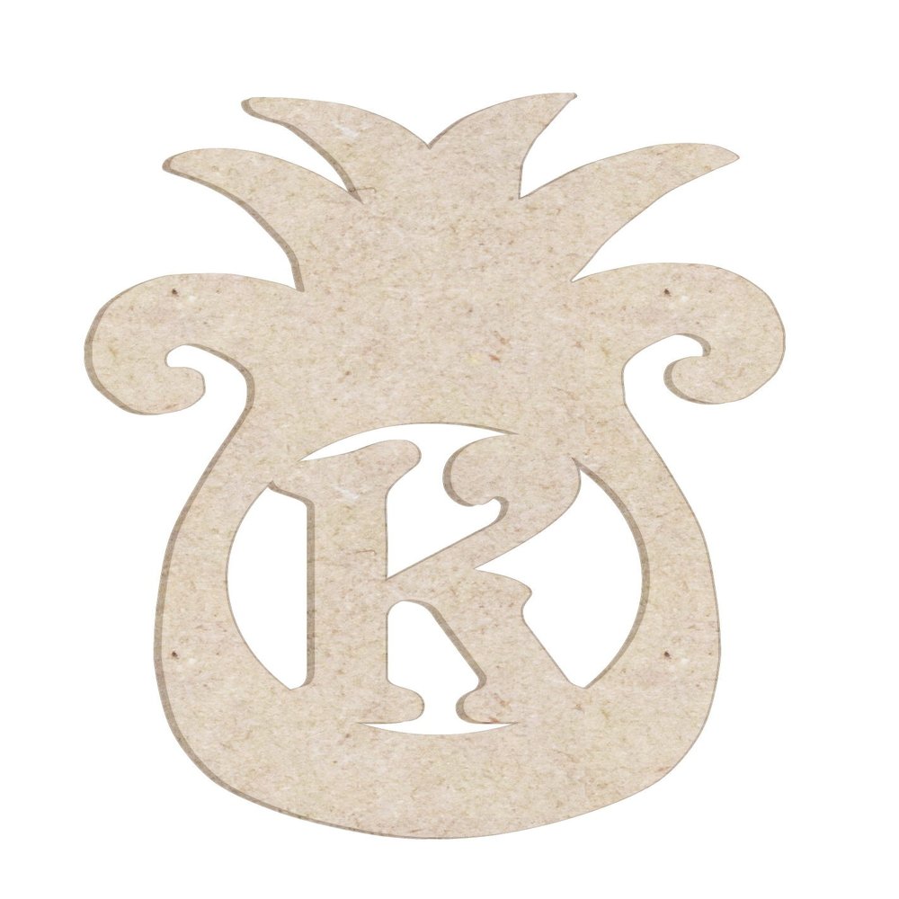 18" Pineapple Monogram Letter Unfinished Wood Initial K (Sizes 12"-30")
