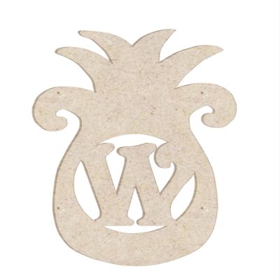 12" Pineapple Monogram Letter Unfinished Wood Initial W (Sizes 12"-30")
