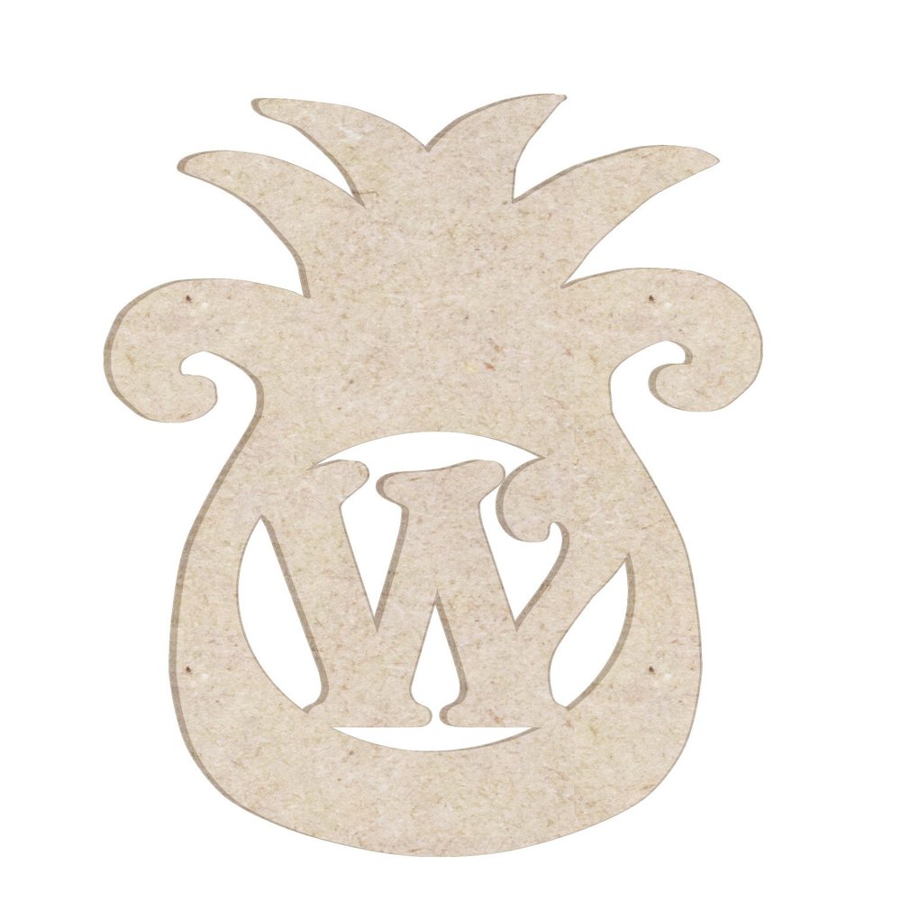 12" Pineapple Monogram Letter Unfinished Wood Initial W (Sizes 12"-30")