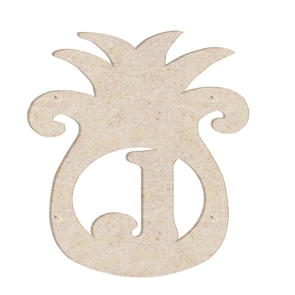 20" Pineapple Monogram Letter Unfinished Wood Initial J (Sizes 12"-30")