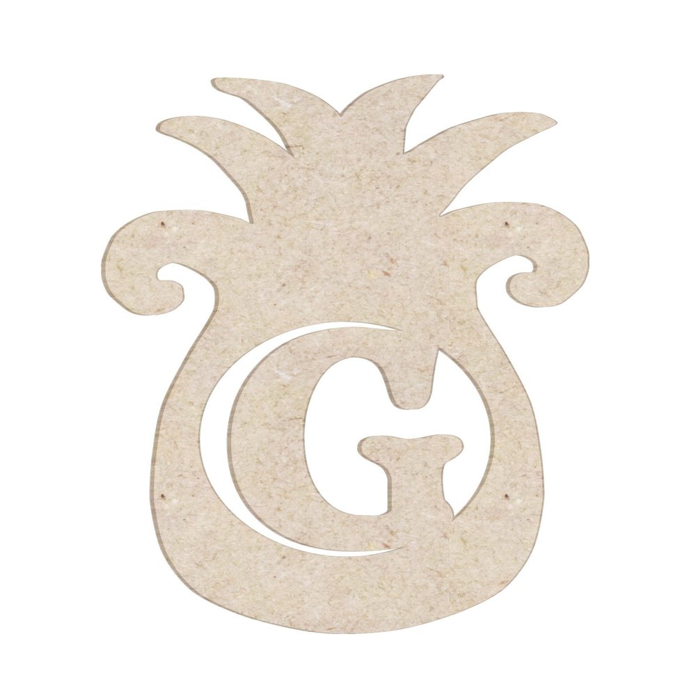 14" Pineapple Monogram Letter Unfinished Wood Initial G (Sizes 12"-30")