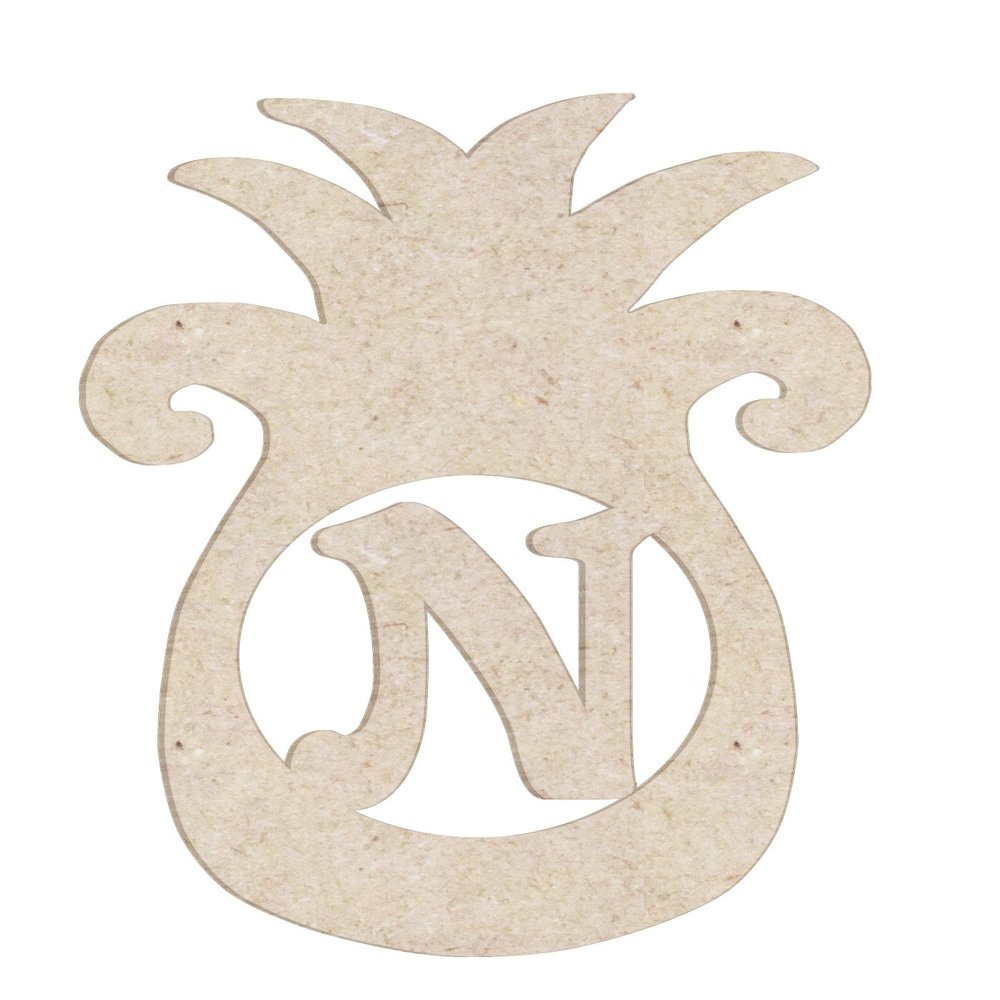 18" Pineapple Monogram Letter Unfinished Wood Initial N (Sizes 12"-30")