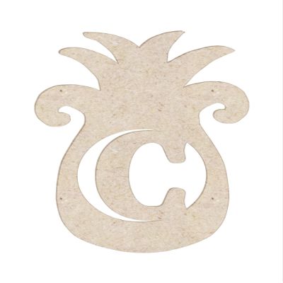 16" Pineapple Monogram Letter Unfinished Wood Initial C (Sizes 12"-30")